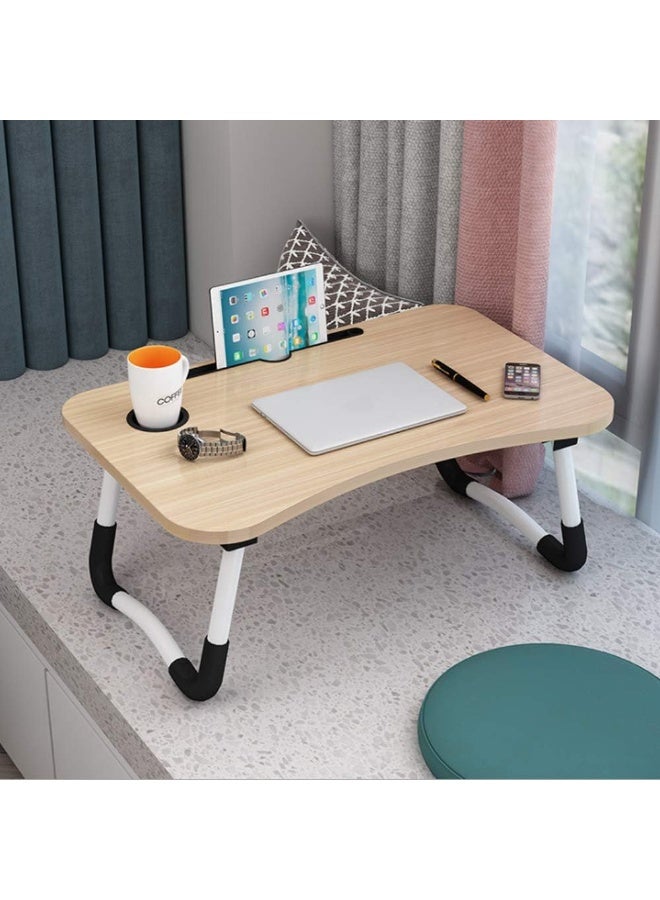 Laptop Table, 60 * 40cm Portable Laptop Table with Foldable Legs, Tablet & Notebook Slot, Multi-Functional Table for Reading and Eating - Image 4